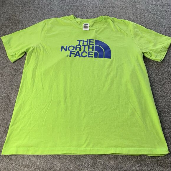 The North Face T-shirt Mens XL Florescent Green Short Sleeve Outdoor Big Logo - Picture 1 of 10